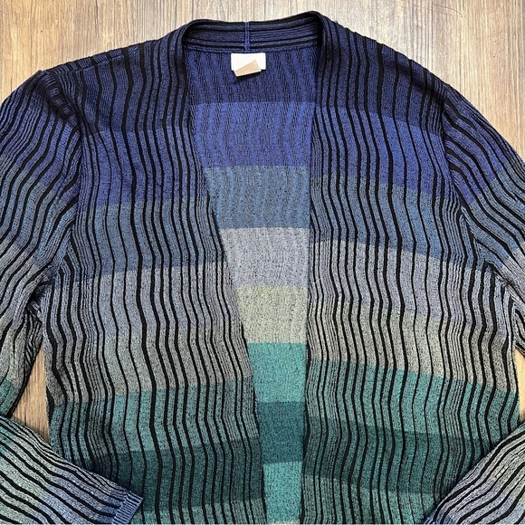 CHICOβS Colorful Striped Classic Fit Open Front Long Sleeve Cardigan Size L - Picture 11 of 14